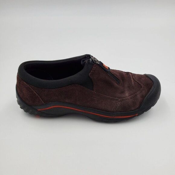 Lands End Sneakers Size 6 B Women Brown Suede Zip Close - Picture 5 of 10